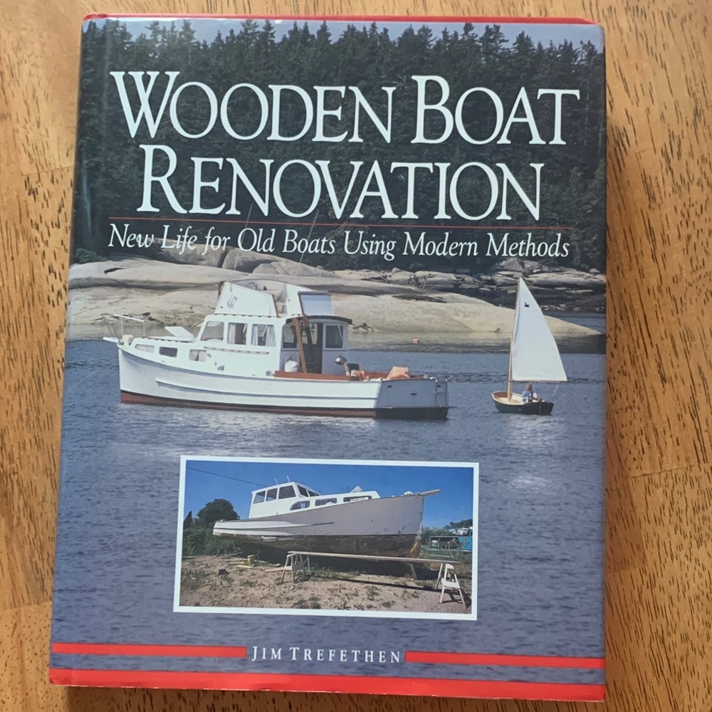 Source Unknown Wooden Boat Renovation Book - Red and Blue Cover